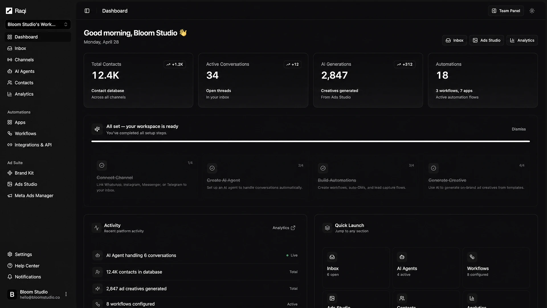 Raqi Platform Dashboard